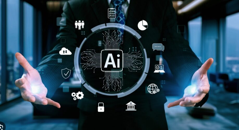 Illustration showing Artificial Intelligence technology shaping the future.